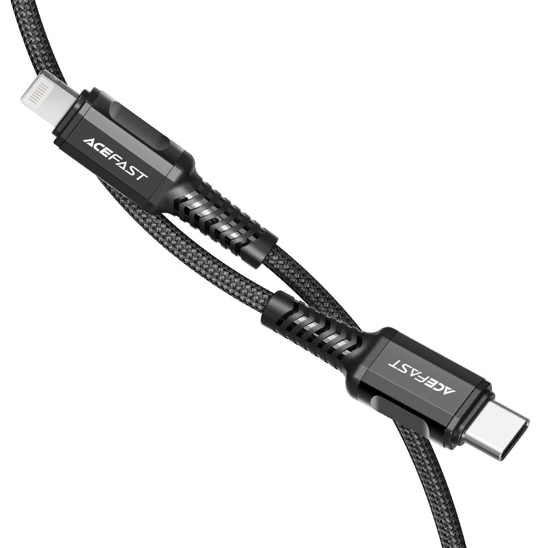 acefast-c1-01-charging-data-cable-for-lightning-to-usb-c-bending Acefast Type-C To Lightning Silicone Cable C23-01 Black - Image 1